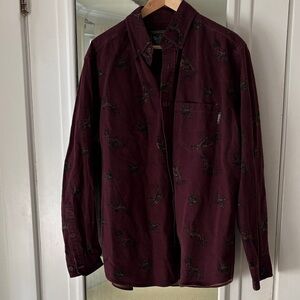 Woolrich Men’s Burgundy Flannel Button Down Bird Hunting Print